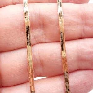 Collier à chevrons en or massif 18 carats - Chaîne à maillons plats - Collier à chevrons - Chaîne en or tendance