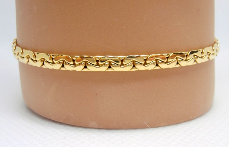 750 gold bracelet, Snake bracelet, polished cobra mesh bracelet and plate. Length 19 cm, Width 3 mm - Handmade in Italy. image 5