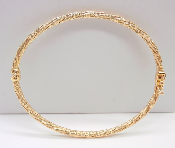 9K Gold Bracelet, 9K Gold Bangle, Rigid Bracelets For Women, Yellow Gold Bracelets, 375 Real Gold Women's Bracelet - Handmade in Italy -