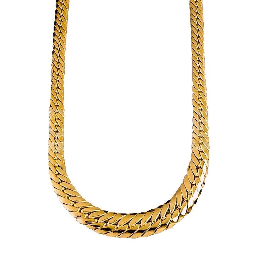 Chapado en Laton ゴールド　Mgs- 18 18K Gold Cobra Mesh Necklace for Women to Wear Shiny and