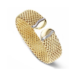 18K Yellow and White Gold Bracelet, 18K Gold Elastic Bracelet - Women&#39;s Rug - Gift for Her - Made in Italy -
