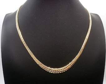 Gold Snake Necklace for Women • 18K Gold Cobra mesh necklace to wear shiny and flat 45 cm/18" long, 7 mm/0.275" max wide - Handmade in Italy