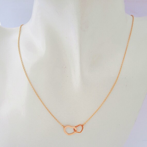 18K Yellow Gold Roll Chain With Intertwined Hearts 45 Cm