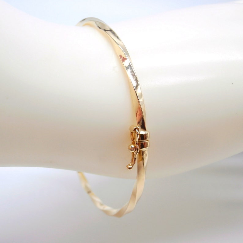 Women's 18KT yellow gold hoop bracelet - 18K Yellow Gold Bracelet - Bangle Bracelet - Gold Hoop bracelet • Italian Jewelry image 2