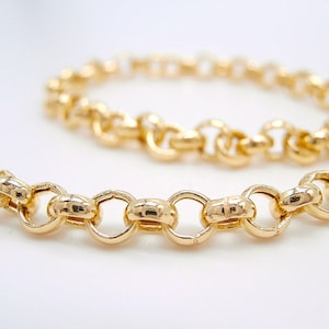 18K Gold Bracelet for Women - Italian Design • Polished Gold Rolo Link Bracelet • Handmade Bracelet length 19 cm width 4 mm • Made in Italy