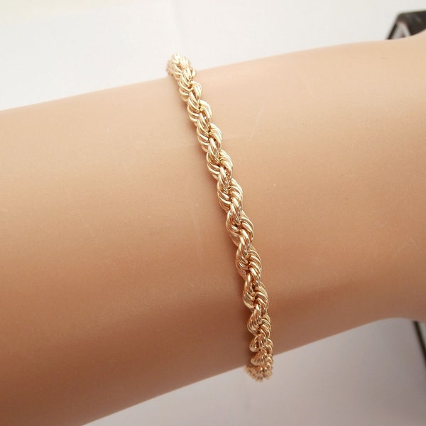 bracelet corde pour femme en or 375 - bracelet en or jaune 9 carats pour femme - Bijoux italiens - MADE in ITALY