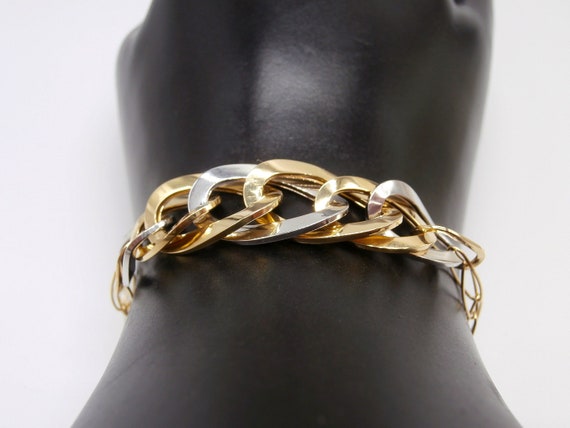 Diamond Pavé 18K Gold Rectangular Link Stretch Bracelet