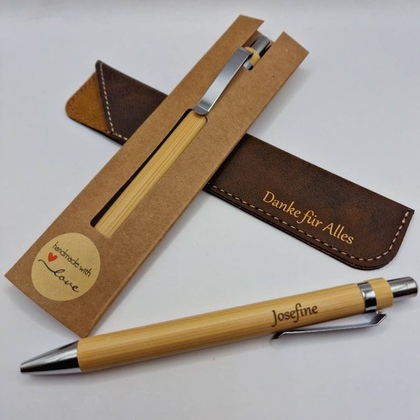 Kugelschreiber Personalisiert  Bambus Stift Graviert Personalisiertes Geschenk Neue Farbe