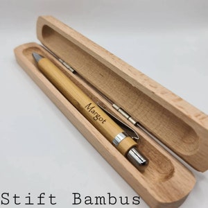 Ballpoint pen personalized with case wood and bamboo great gift