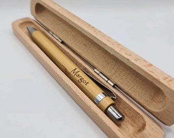 Kugelschreiber Personalisiert mit Etui Holz  und Bambus tolles Geschenk