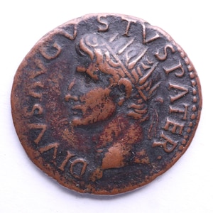 Augustus 27BC-14AD grote bronzen munt|As|Authentieke Romeinse munt|Oud artefact|Geschiedeniscadeau Uiterst zeldzaam