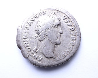 Kaiser Antoninus Pius 138-161AD und sein Nachfolger Marc Aurel Silbermünze|Authentische römische Münze|uraltes Artefakt|seltene dynastische Ausgabe