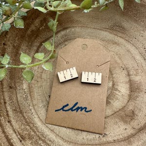 Wood Ruler Stud Earrings | Teacher Gift Jewelry | Back to School Earrings | School Supplies Studs