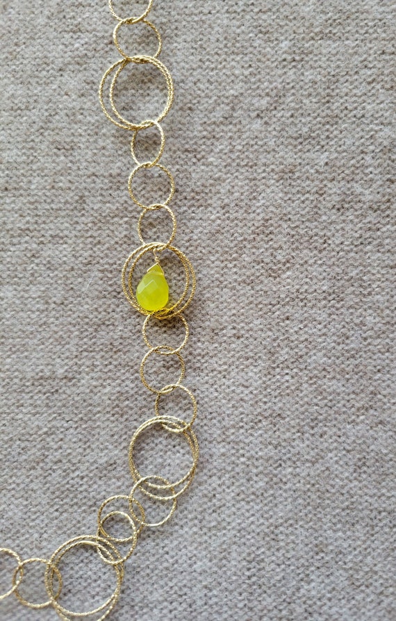 Goldfilled delicate ring-loop chain necklace with… - image 2