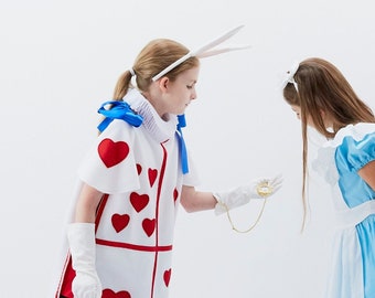 White Rabbit Alice in Wonderland Kids Costume for Tea Party and Halloween