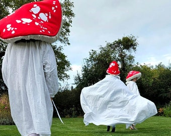 Fly agaric mushroom hat in pure cotton for Halloween or Carnival