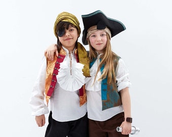 Déguisement de pirate pour enfant | Ensemble de pirate avec gilet, chemise et pantalon