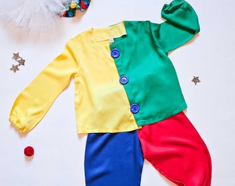 Buntes Kinder Clown Kostüm für Fasching und Karneval