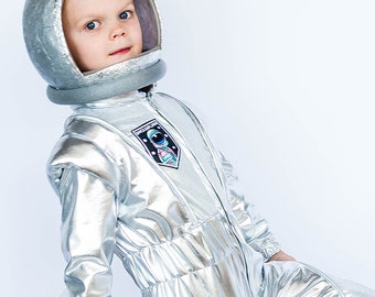Costume da astronauta per bambini/Tuta spaziale da cosmonauta/Esploratore spaziale/Tuta d'argento/Halloween/Giornata mondiale del libro/Uomo sulla Luna
