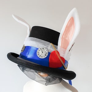 White Rabbit Steampunk Top Hat for Alice in Wonderland Halloween Costume