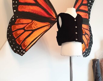 Disfraz de mariposa monarca para niña: Tutú naranja con alas de insecto - México Disfraz de mariposa monarca para niña: Tutú naranja con alas de insecto - México