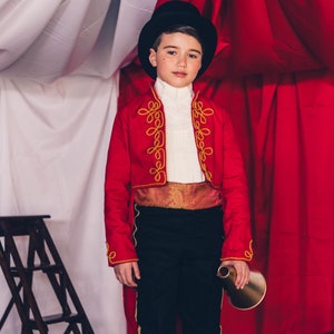 Kids Circus Ringmaster Costume Showmaster JACKET and TROUSERS in pure cotton with gold braiding image 6