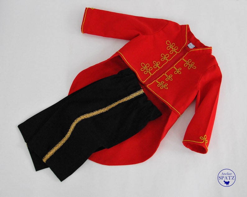 Kids Circus Ringmaster Costume Showmaster JACKET and TROUSERS in pure cotton with gold braiding image 7