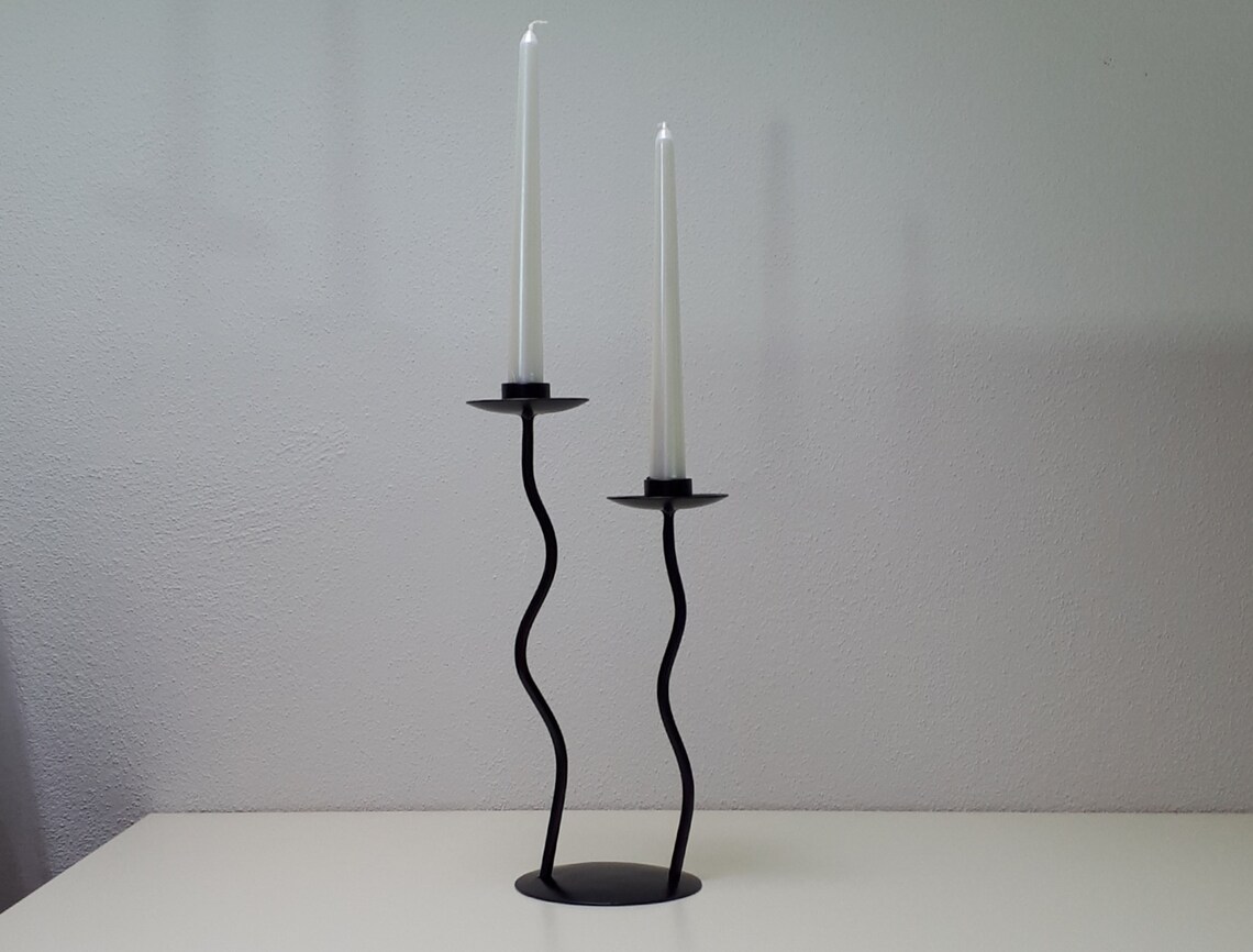Squiggle Wrought Iron Candlesticks Modern Style Home Decor Wavy Shape