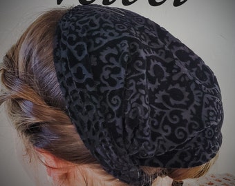 Black lace headcovering scarf veil