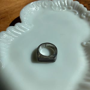 Anillo vintage Taxco de plata esterlina en capas, talla 6