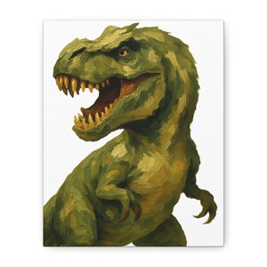 Impression d&#39;art sur toile mate dinosaure, oeuvre d&#39;art pour chambre d&#39;enfant, oeuvre d&#39;art murale T-Rex, cadeau unique pour les amateurs de dinosaures, décoration de chambre d&#39;enfants, décoration de salle de jeux