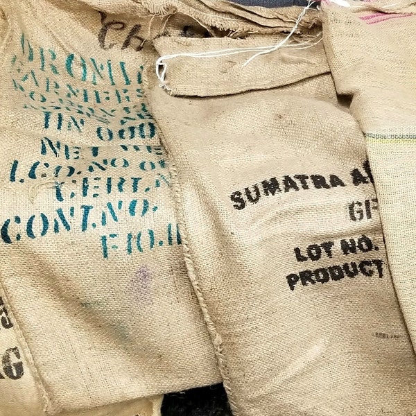 Authentic Burlap Coffee Sacks, Reclaimed Burlap, Jute Coffee Bags, Burlap Bag, Upholstery, Wall Decor, DIY