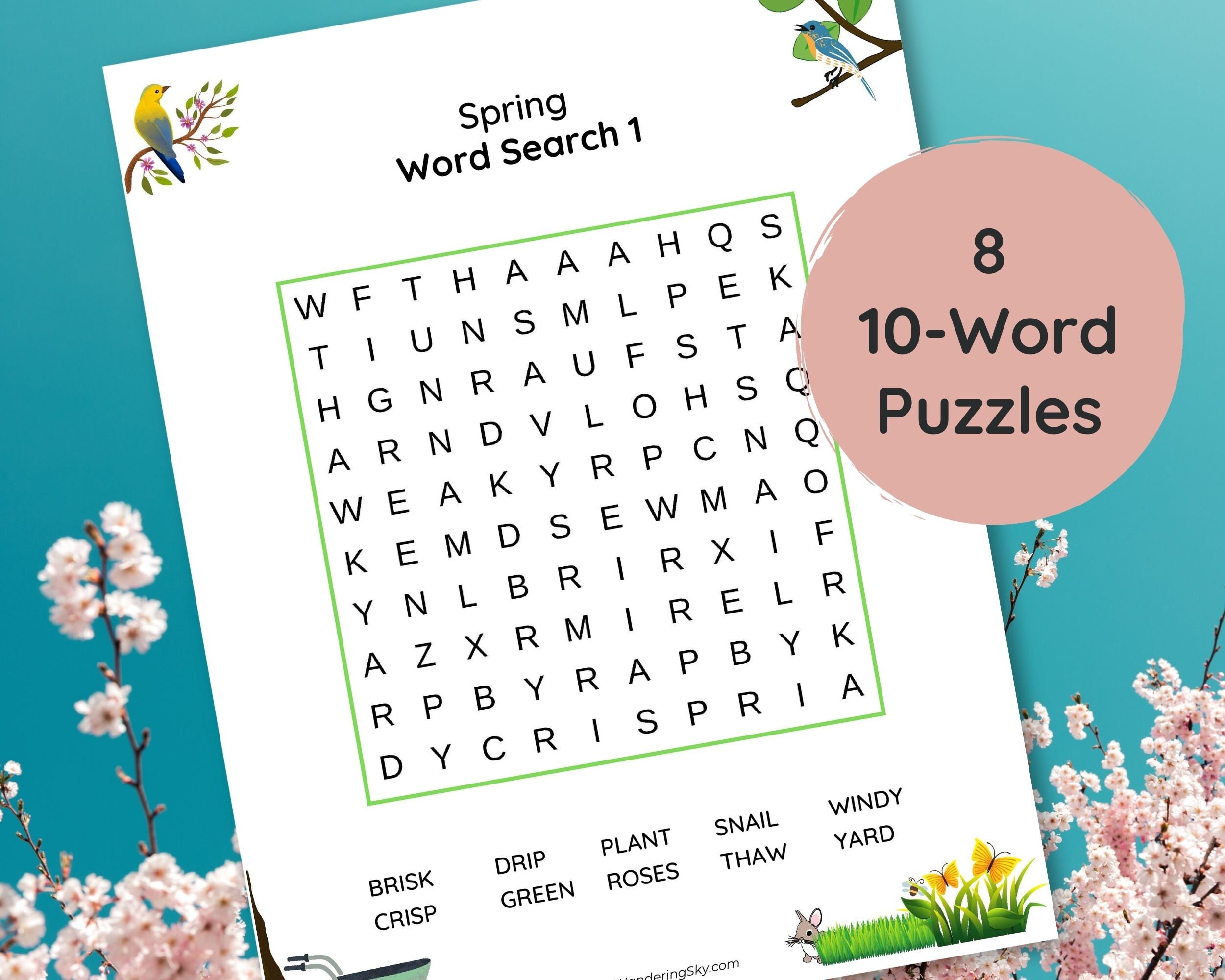 Easy Spring Word Search 8-puzzle Bundle in Printable PDF - Etsy