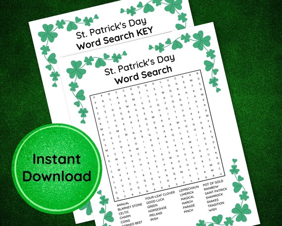 St Patricks Day Word Search Printable 