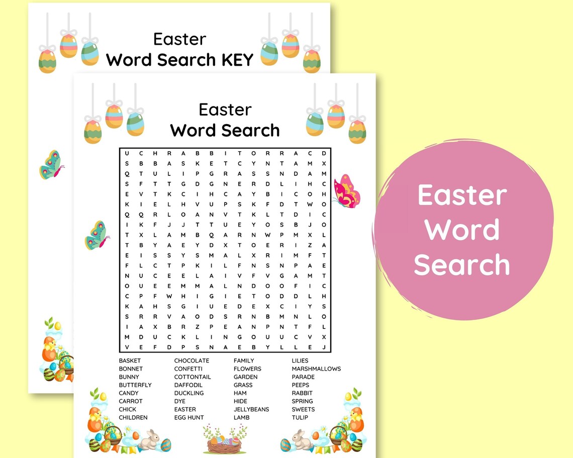Easter Word Search Printable PDF in 8.5x11 and A4 - Etsy