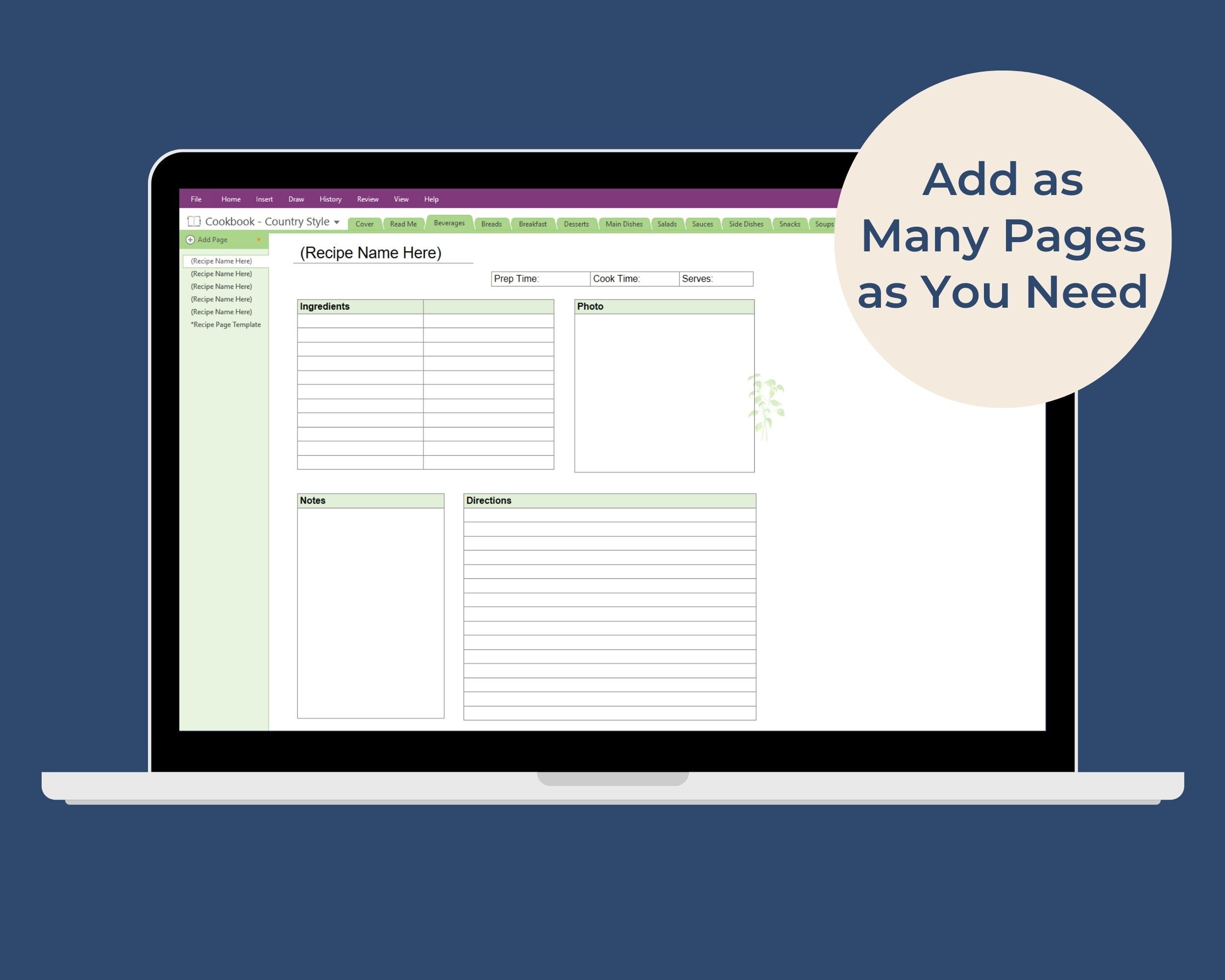Onenote My Recipe Notebook | Useable on Android, Apple, and Windows - Etsy