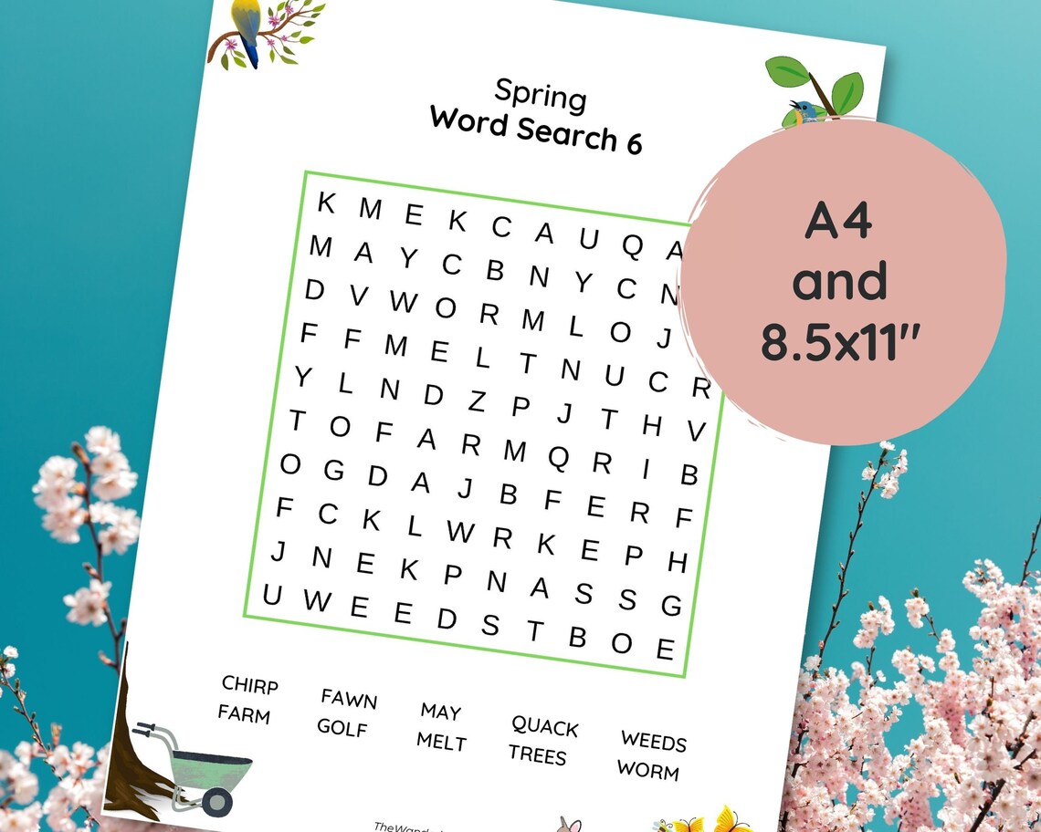 Easy Spring Word Search 8-puzzle Bundle in Printable PDF - Etsy