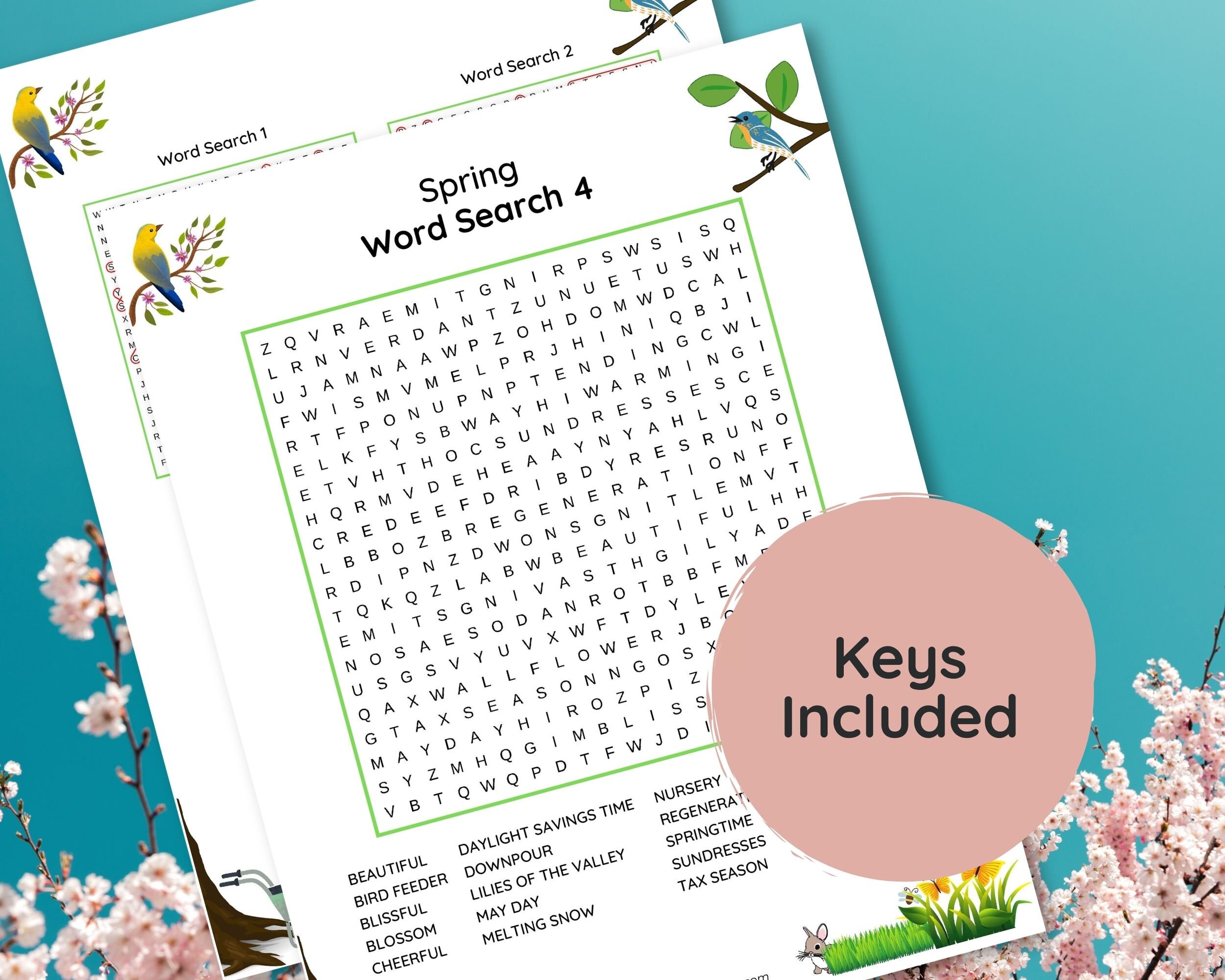 Spring Word Search Puzzle Game Printable PDF - Etsy