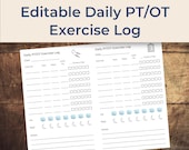 Daily Exercise Log for Physical Therapy | Editable Printable PDF