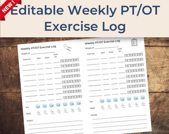 Journal hebdomadaire d'exercices pour la physiothérapie | PDF imprimable modifiable