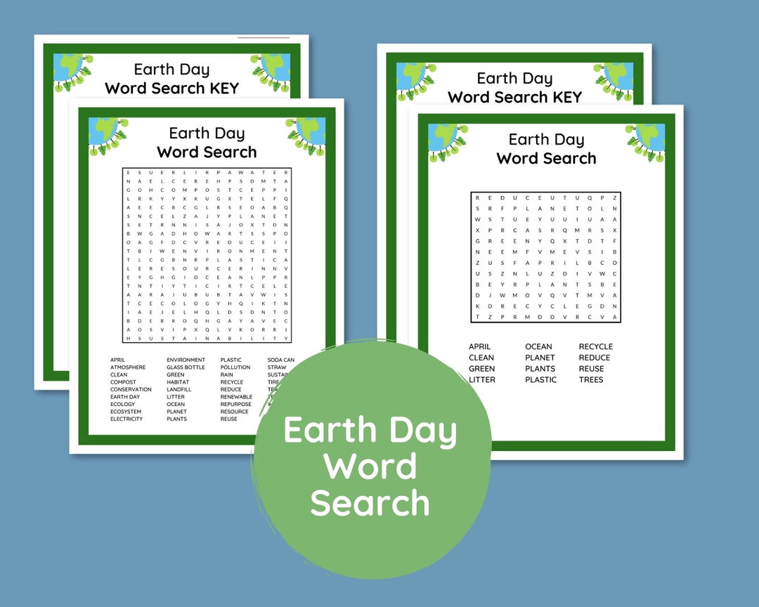 Earth Day Word Search Puzzle Game Printable PDF - Etsy