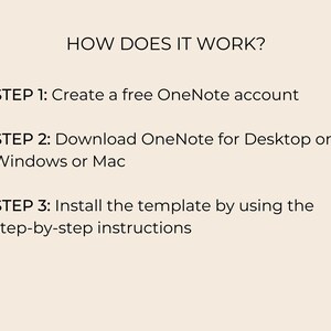 Peut inclure: Un guide &eacute;tape par &eacute;tape sur la fa&ccedil;on de cr&eacute;er un compte OneNote gratuit, de t&eacute;l&eacute;charger OneNote pour ordinateur de bureau sur Windows ou Mac et d'installer un mod&egrave;le &agrave; l'aide d'instructions &eacute;tape par &eacute;tape.