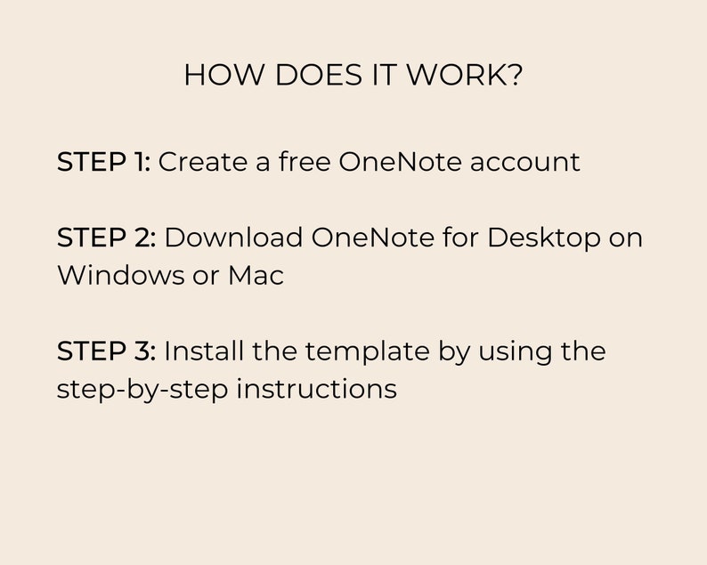 Peut inclure: Un guide &eacute;tape par &eacute;tape sur la fa&ccedil;on de cr&eacute;er un compte OneNote gratuit, de t&eacute;l&eacute;charger OneNote pour ordinateur de bureau sur Windows ou Mac et d'installer un mod&egrave;le &agrave; l'aide d'instructions &eacute;tape par &eacute;tape.