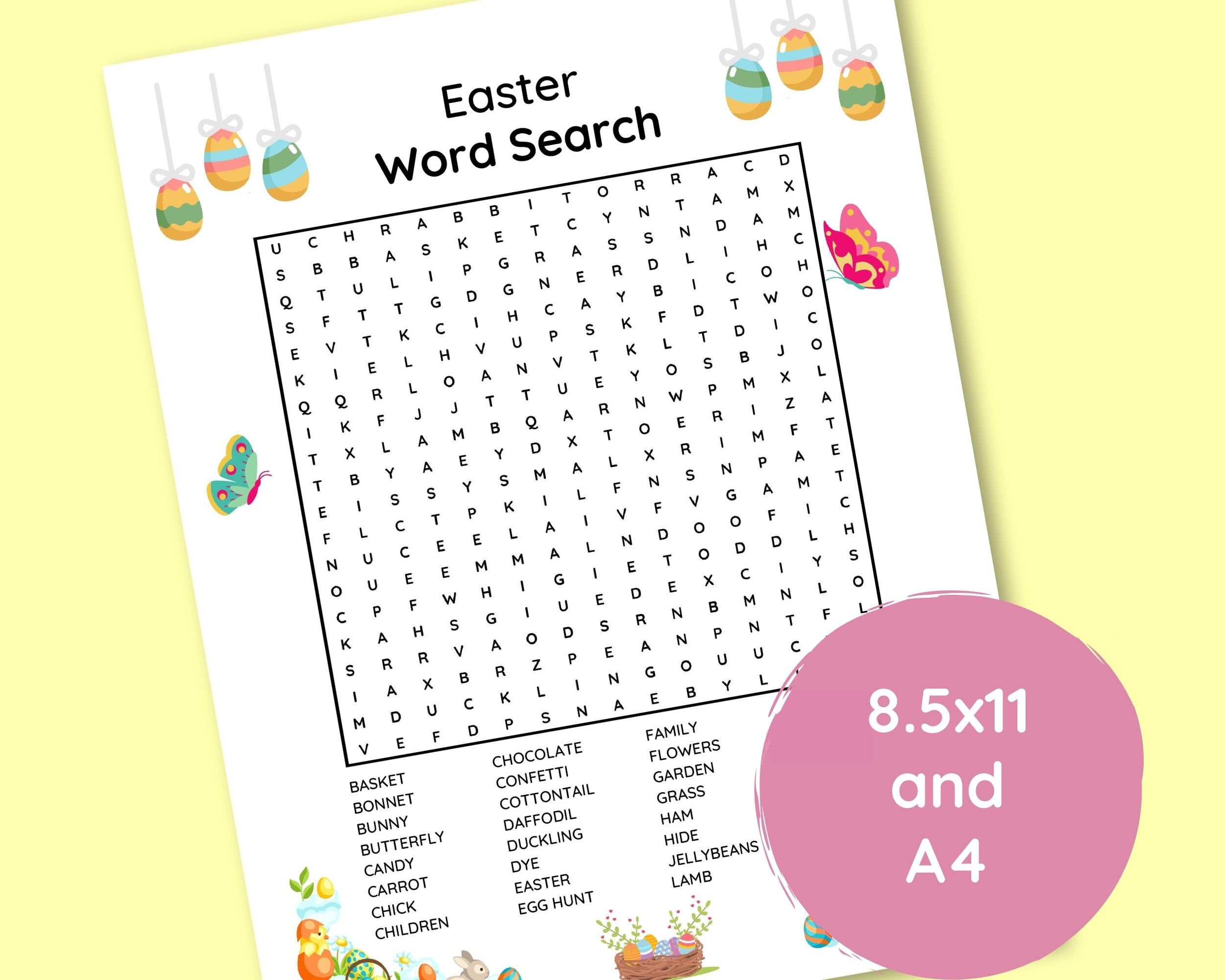 Easter Word Search Printable PDF in 8.5x11 and A4 - Etsy