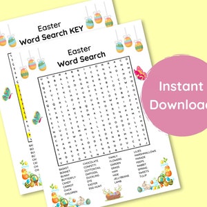Easter Word Search Printable PDF in 8.5x11 and A4 - Etsy