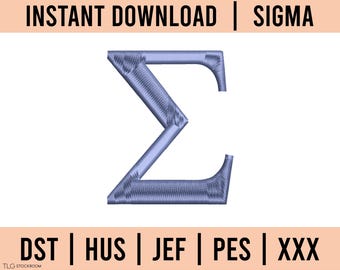 Sigma Embroidery Instant Download, dst, hus, jef, pes, xxx, embroidery file, Greek Letter Digitized,