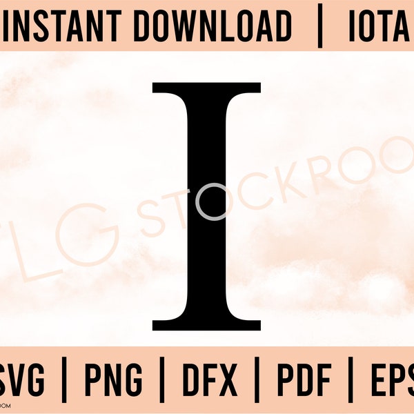 Greek Letter Download, Iota Instant Download, SVG, PNG, Iota Greek Letter, Greek Letter SVG, Iota