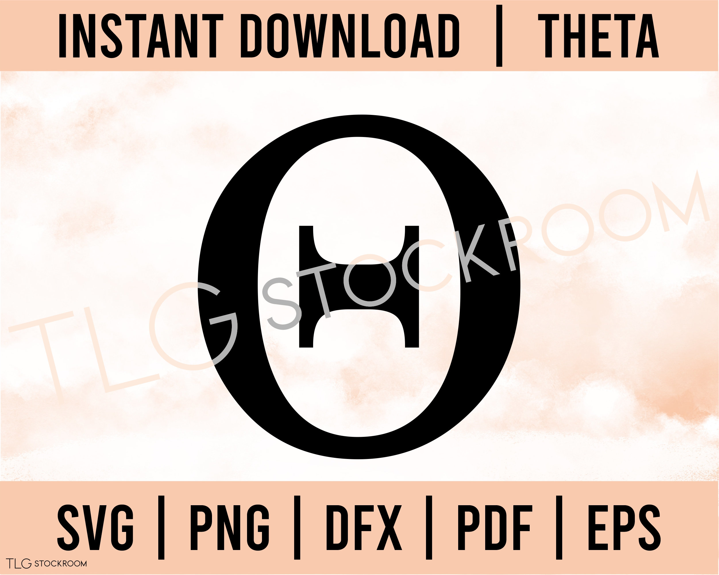 Script Theta Theta Greek Letter SVG PNG: Instant Download - Etsy