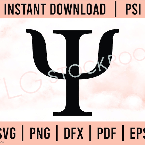 Greek Letter Download, Psi Instant Download, SVG, PNG, Psi Greek Letter, Greek Letter SVG, Psi