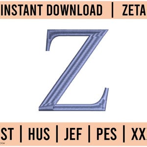 Zeta Stickerei, griechischer Buchstabe digitalisiert, dst, hus, jef, pes, xxx, Stickdatei